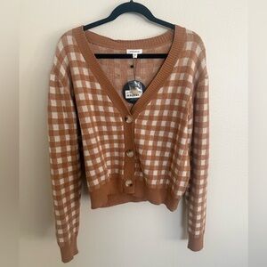Wild Fable Tan and White Plaid Cardigan